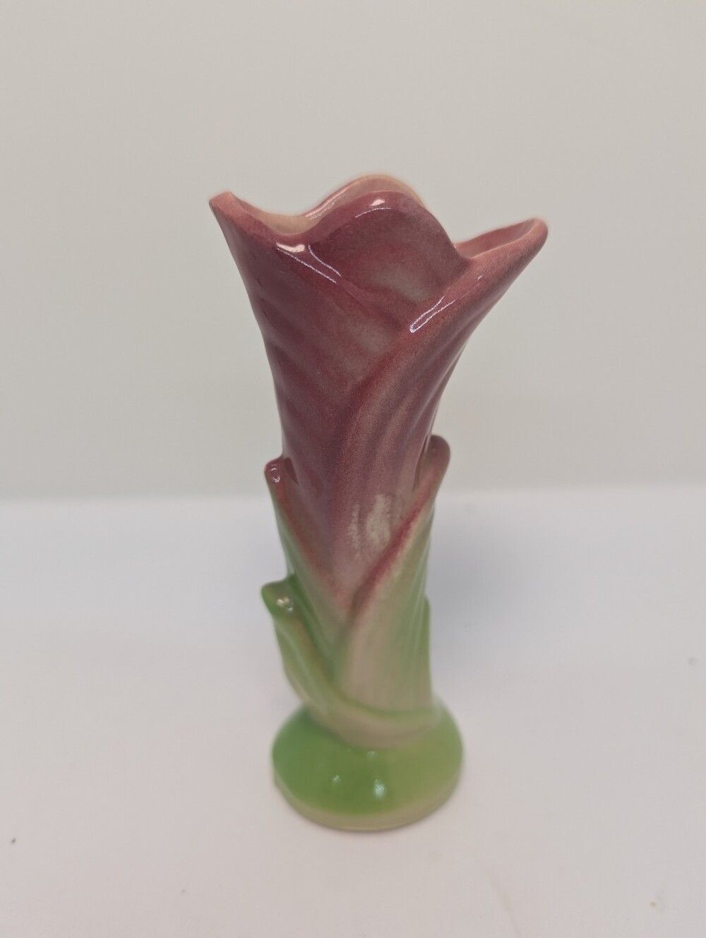Vintage Shawnee Pottery Pink and Green Tulip Bud Vase USA
